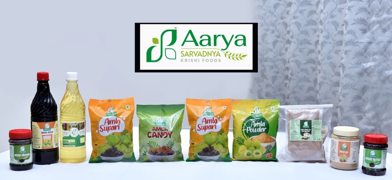 Sarvadnya Krushi Foods product range — Amla candy, pickles, powders, juice and organic grains